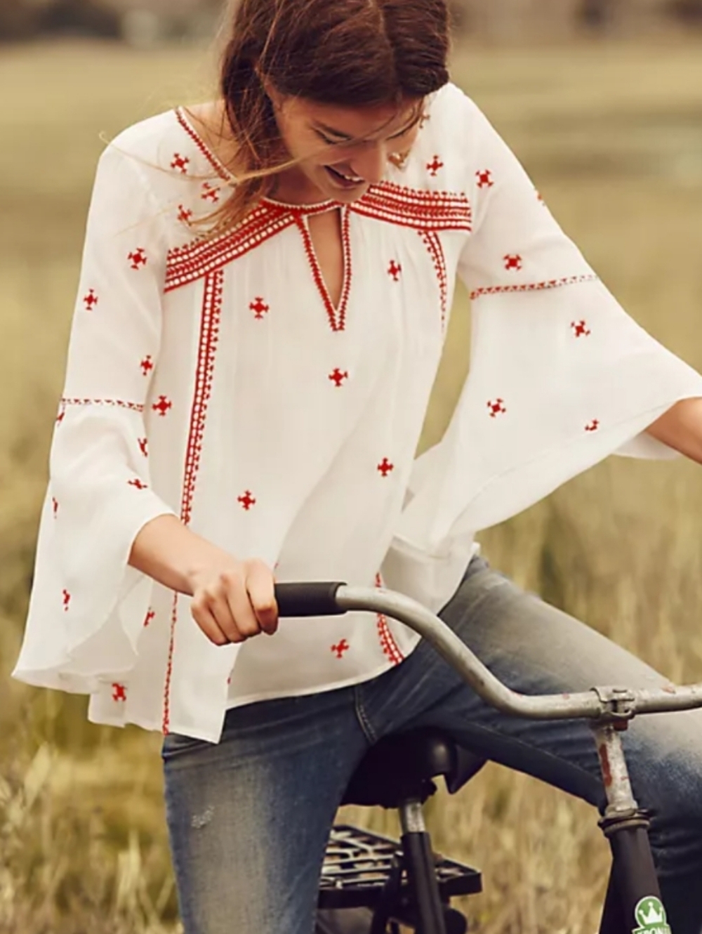 anthropologie FLOREAT adena embroidered float blouse 4